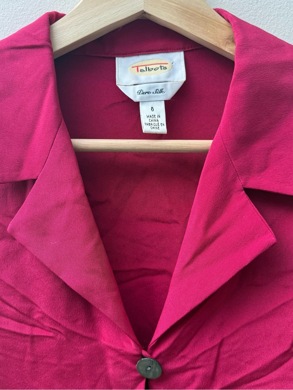 Talbots Raspberry Silk Short Sleeve Button Front Blouse - Picture 2 of 9